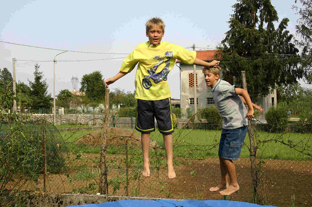 Having fun on the trampoline